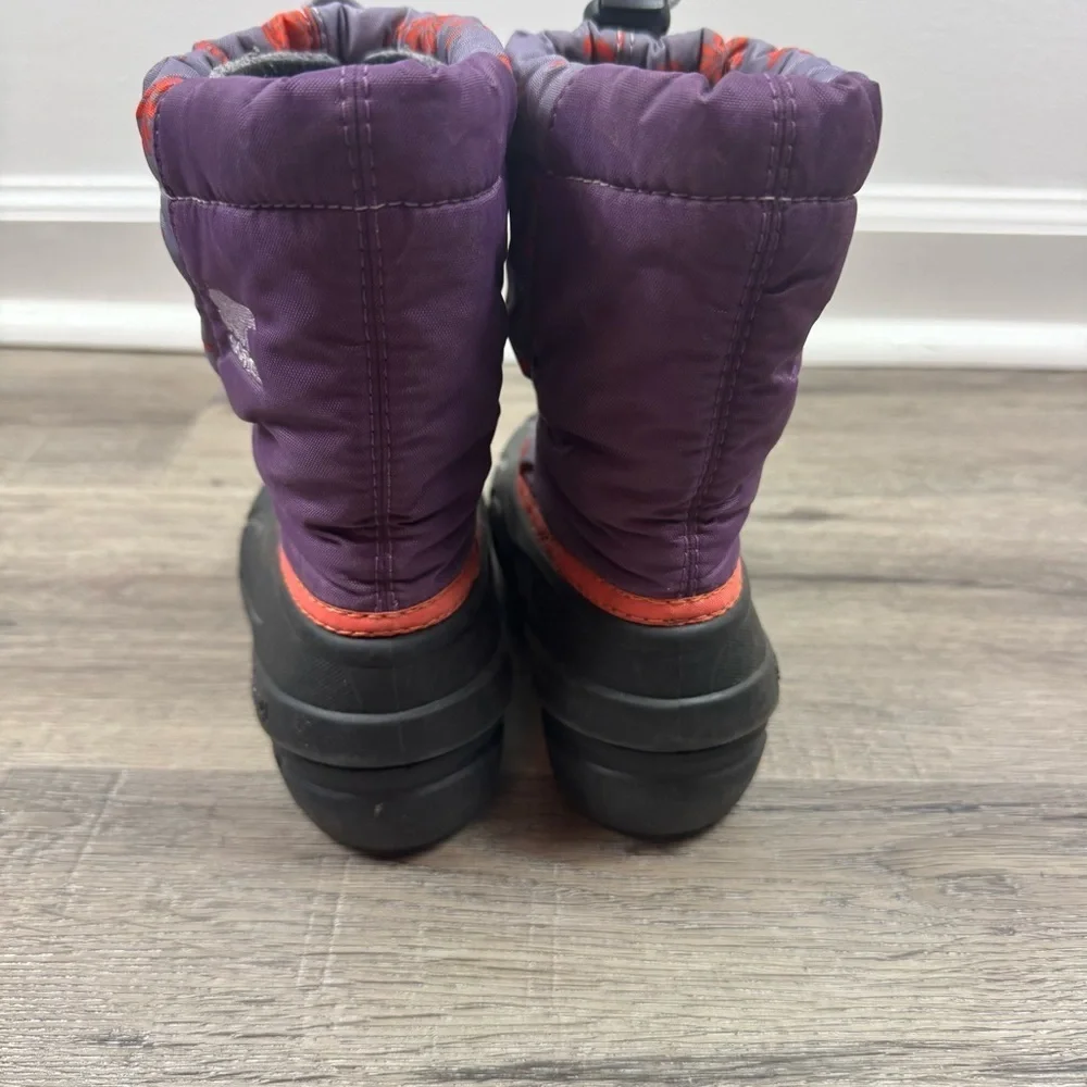 Sorel Cub Winter Boots Youth Size 12 Floral Purple & Black Pull On Waterproof